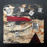 Petit chelem no.9, 2017-Collagraphie et collage sur papier, marouflé sur bois-15 x 15 cm